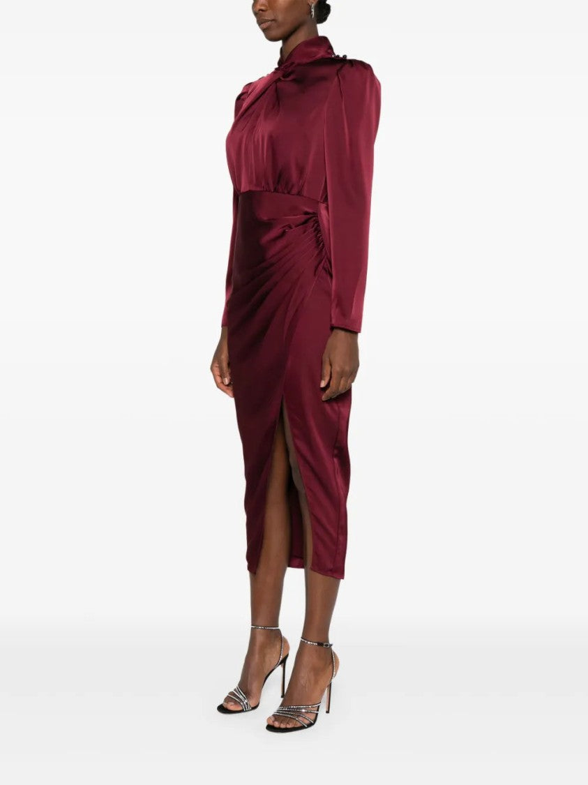 Self-Portrait Gathered Midi Dress With Button Fastening And Elegant Silhouette