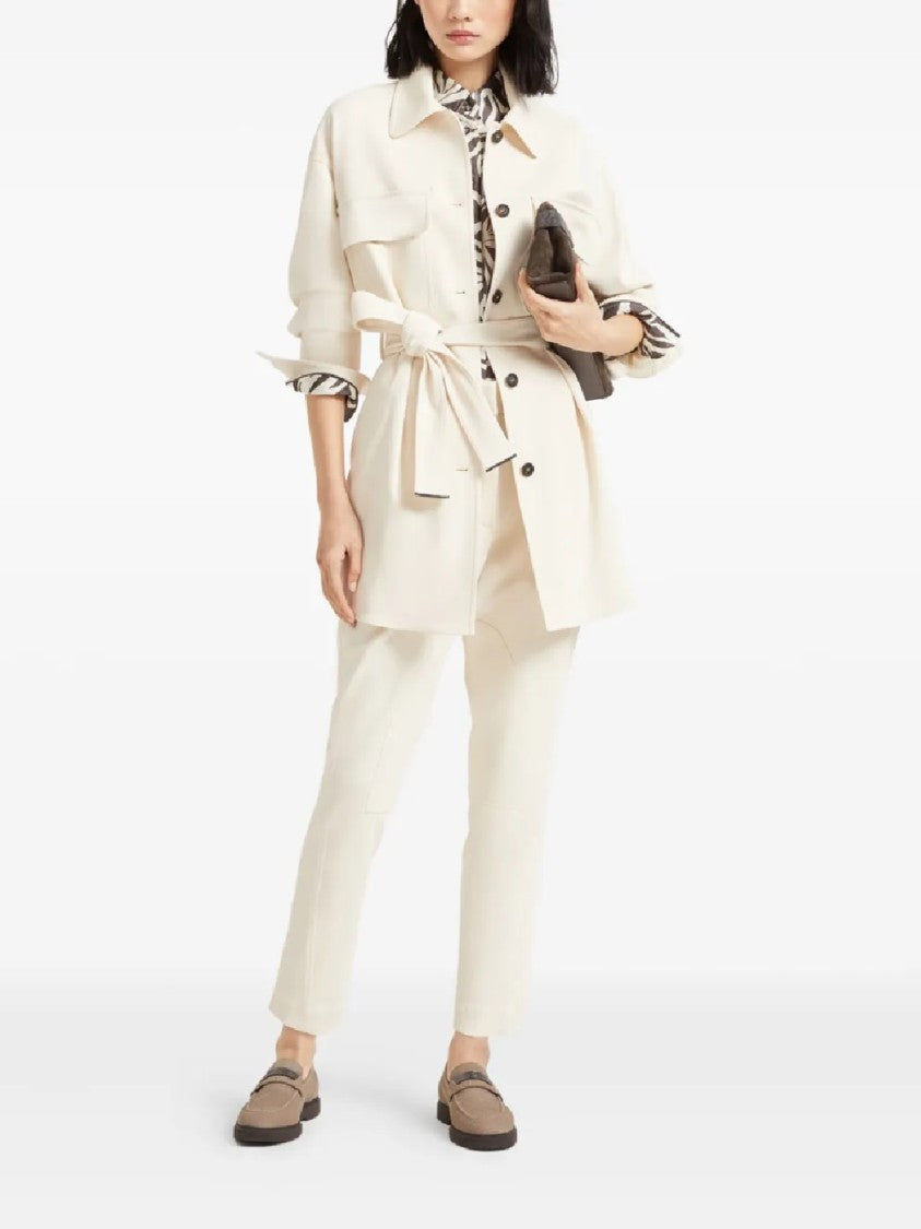 Brunello Cucinelli Tailored White Trousers With High Waist