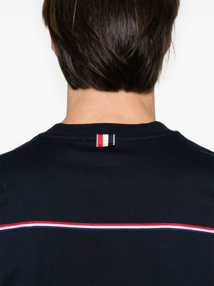 Thom Browne Midnight Blue T-Shirt With Grosgrain Tab
