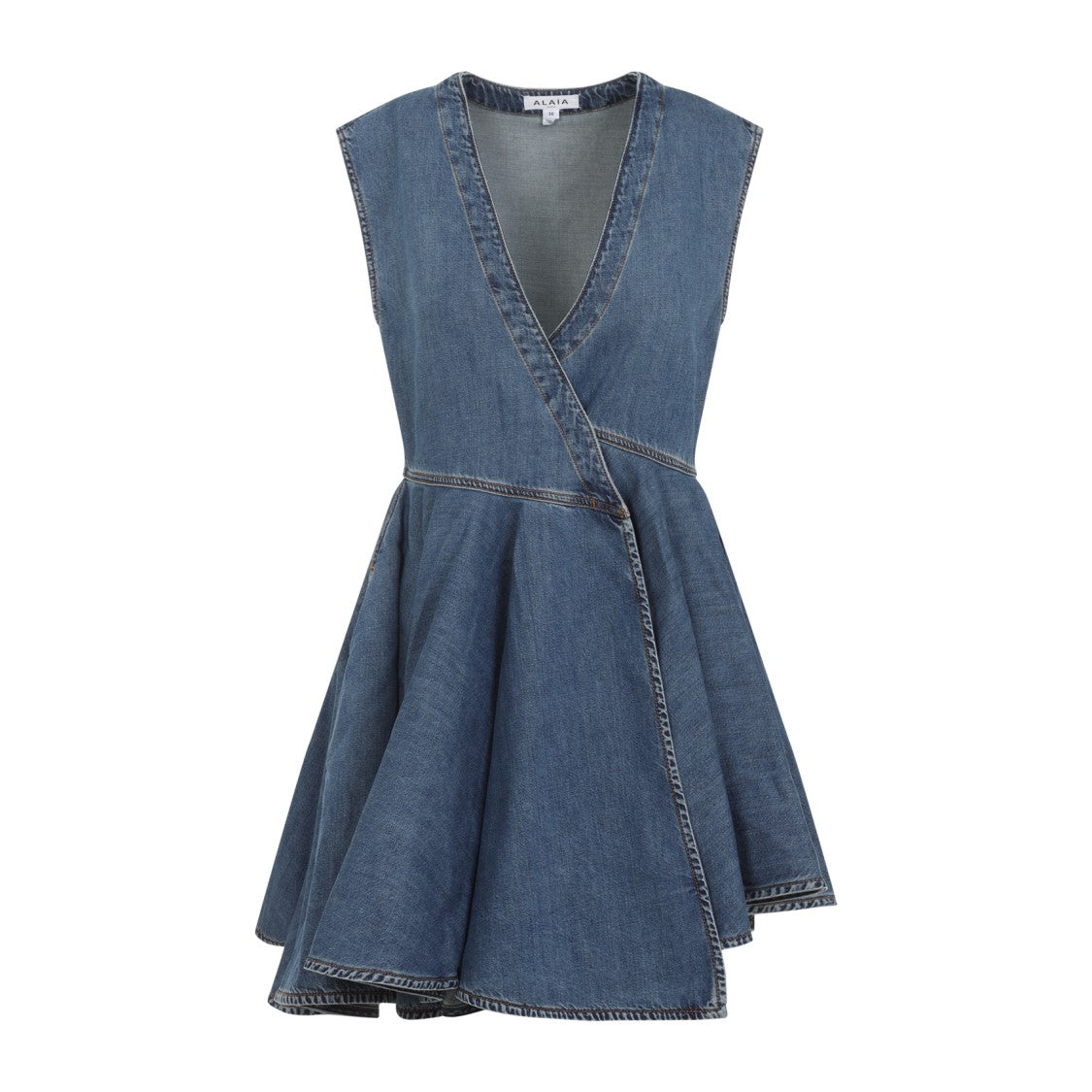 Alaïa Sleeveless Denim-Texture Mini Dress