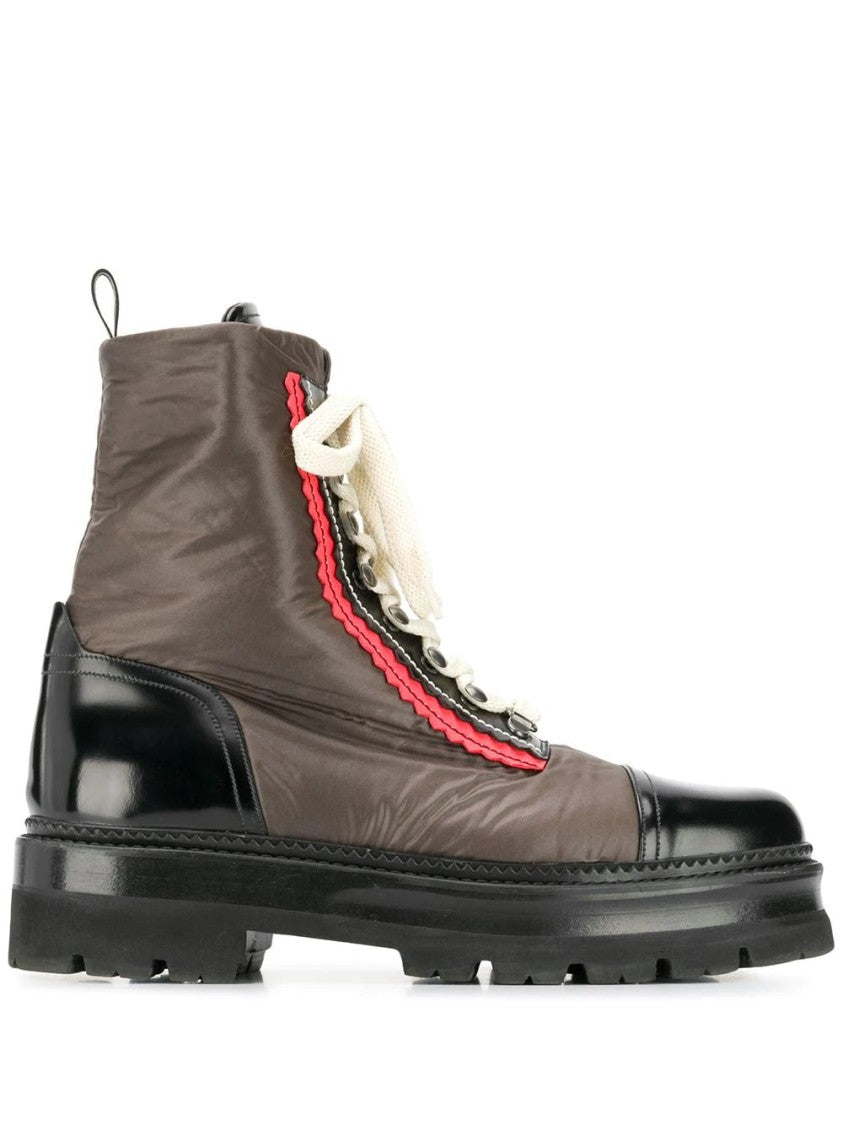 Bally Grey Ankle Boots With Glossy Accents And Rugged Sole