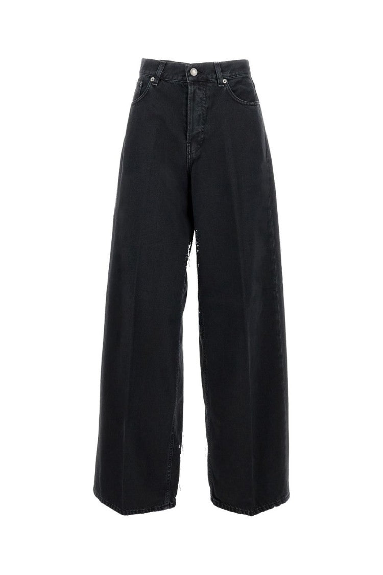 Haikure Wide-Leg Jeans With High Waist And Leather Label