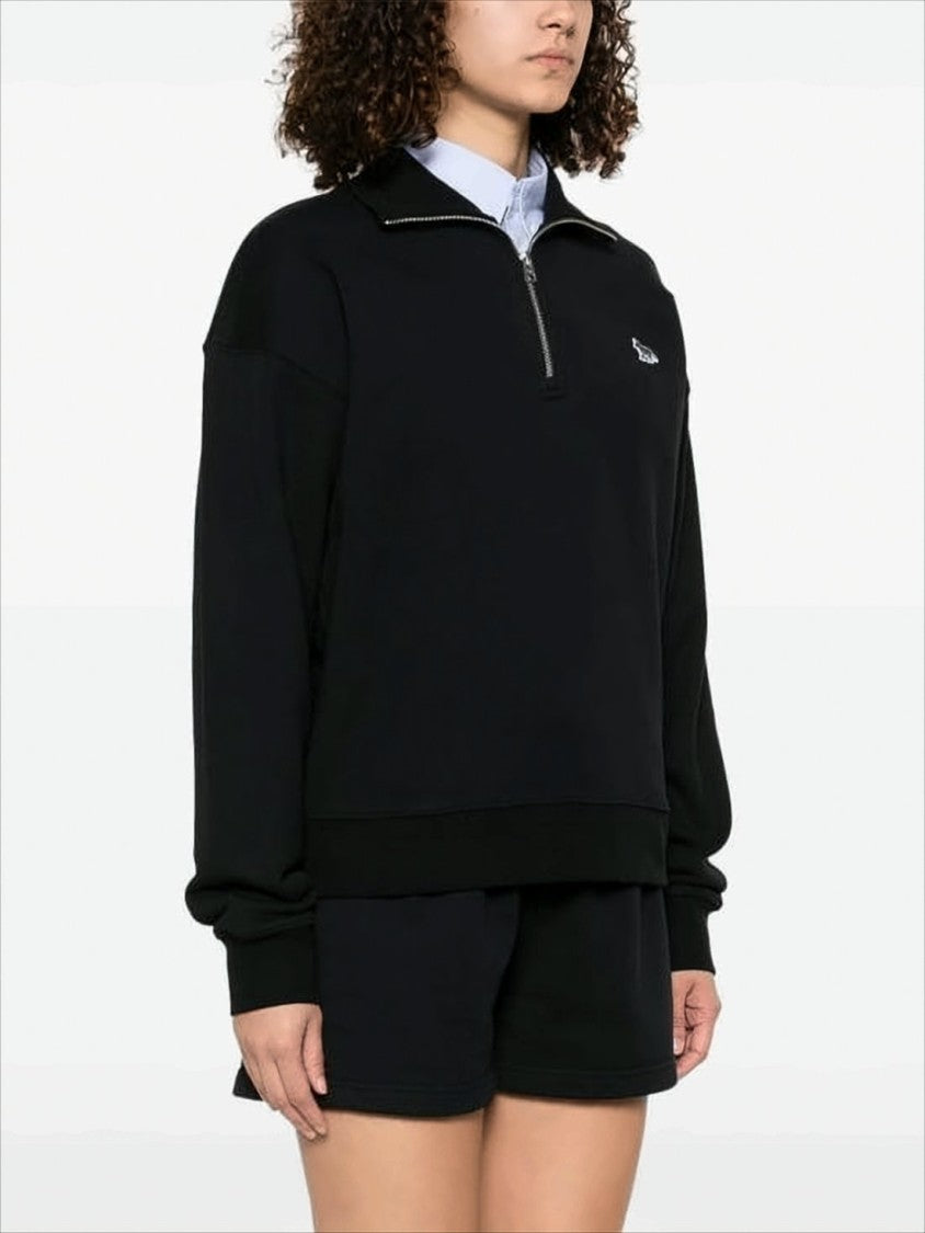 Maison Kitsuné Long-Sleeve Pullover With Half-Zip And Embroidered Logo