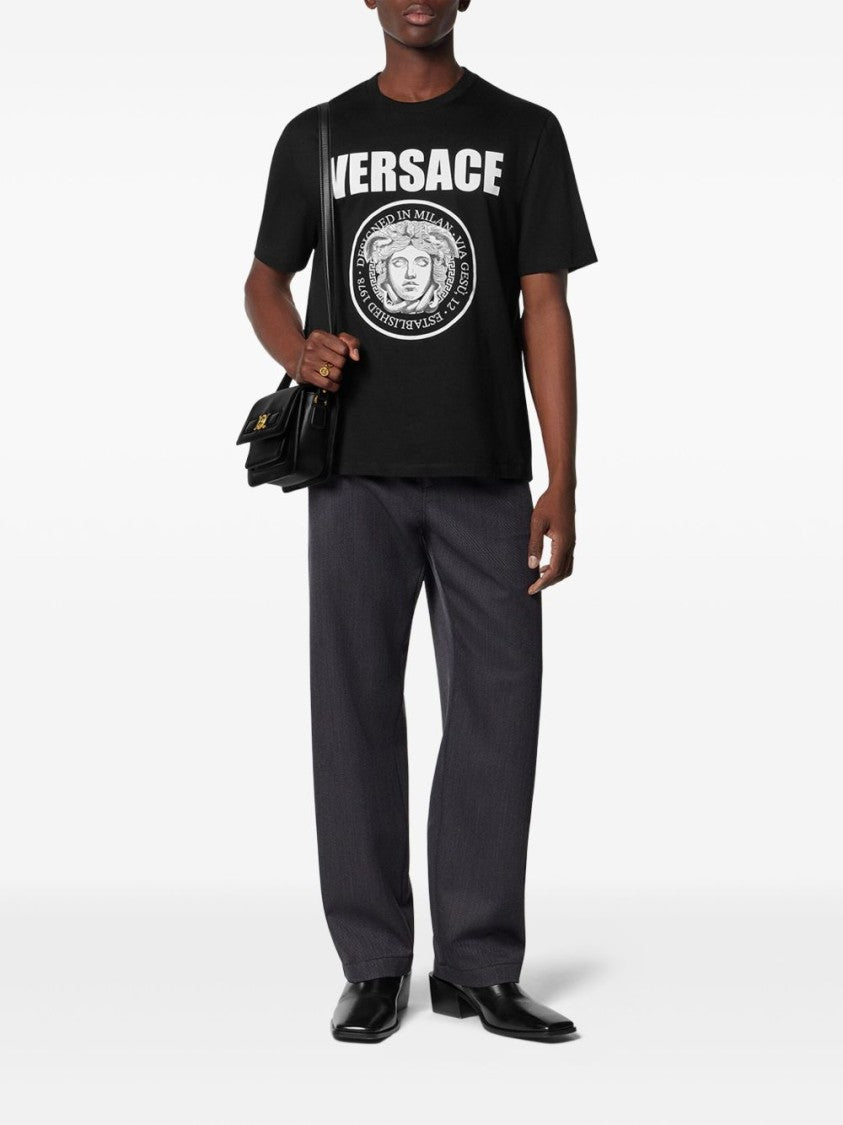 Versace Black T-Shirt With Bold Logo Print