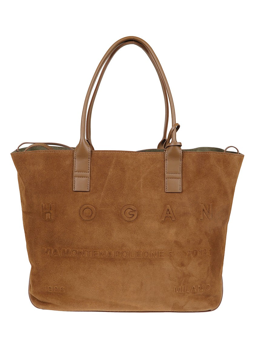 Hogan Light Brown Suede Tote Bag