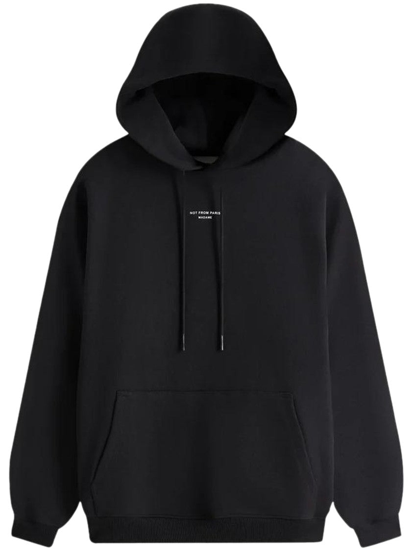 Drôle De Monsieur Classic Black Hoodie With Front Pocket