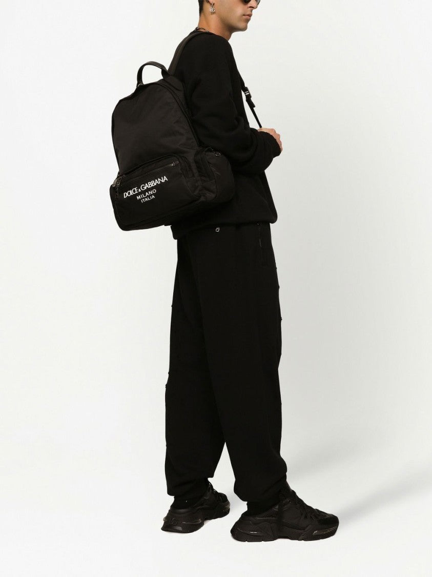 Dolce & Gabbana Logo-Print Black Backpack With Functional Design