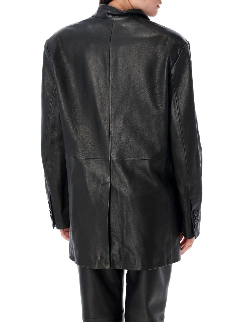 The Attico Structured Black Leather Jacket
