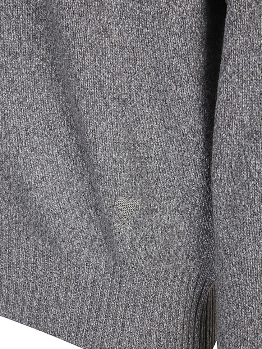 Ami Classic Cashmere-Wool Blend Cardigan With Button-Up Front