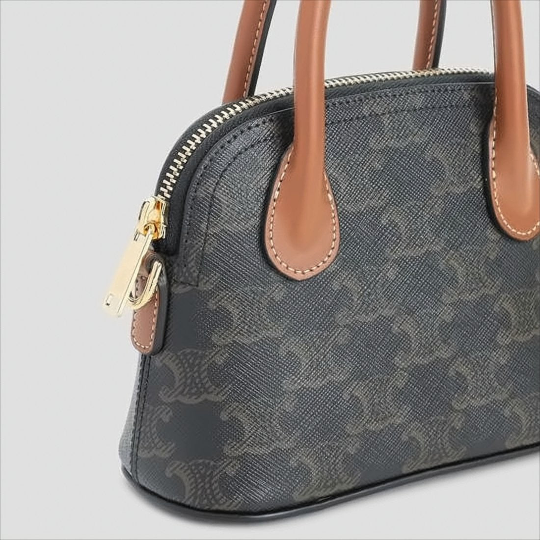 Celine Structured Canvas Shoulder Bag With Calf Leather Trim