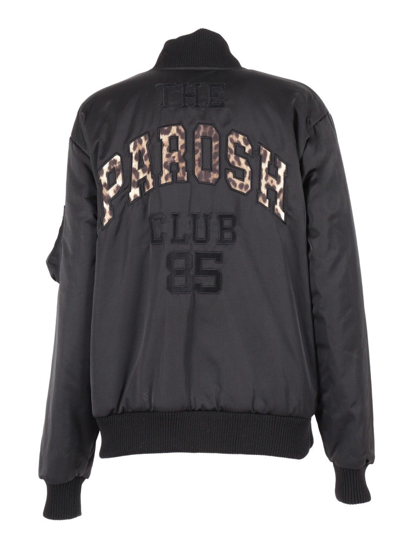 P.A.R.O.S.H. Leopard Print Bomber Jacket With Utility Pocket