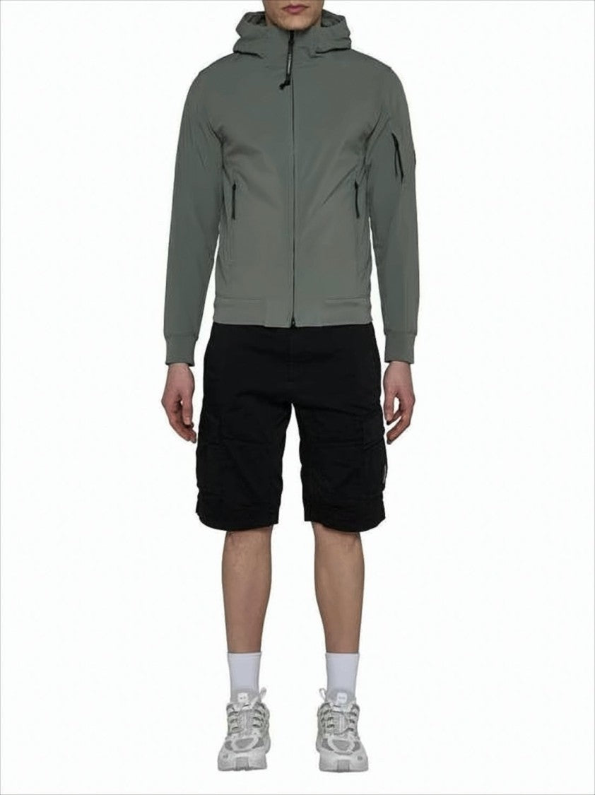 C.P. Company Hooded Grey Jacket With Zippered Pockets And Ribbed Cuffs