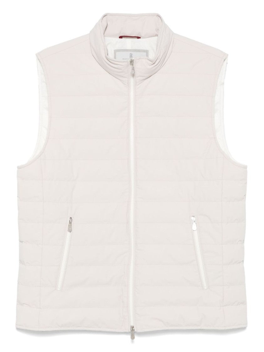 Brunello Cucinelli Quilted Sleeveless Vest With High Stand Collar And Minimalist Design