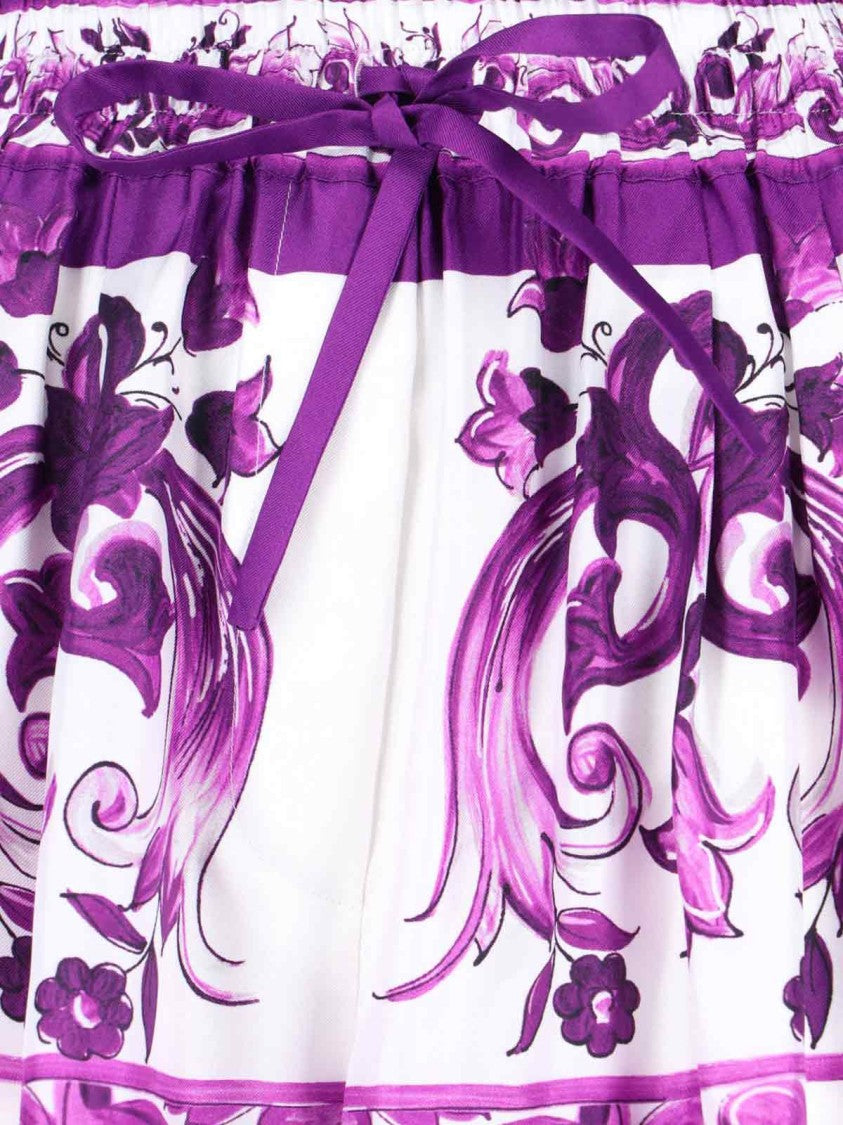Dolce & Gabbana Wide-Leg Trousers With Baroque Pattern And Drawstring Waist