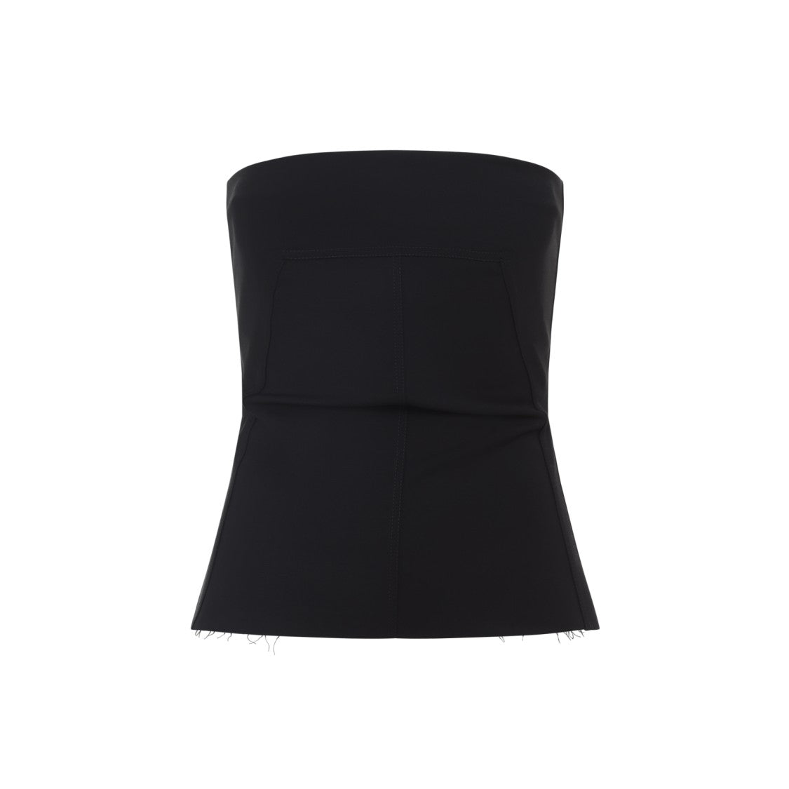 Rick Owens Strapless Black Top With Fitted Bodice And Flared Hem