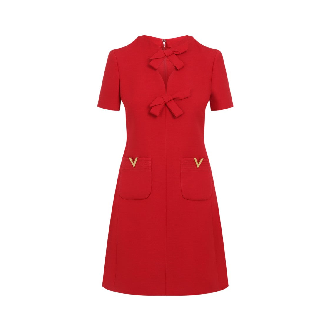 Valentino Red Virgin Wool Mini Dress