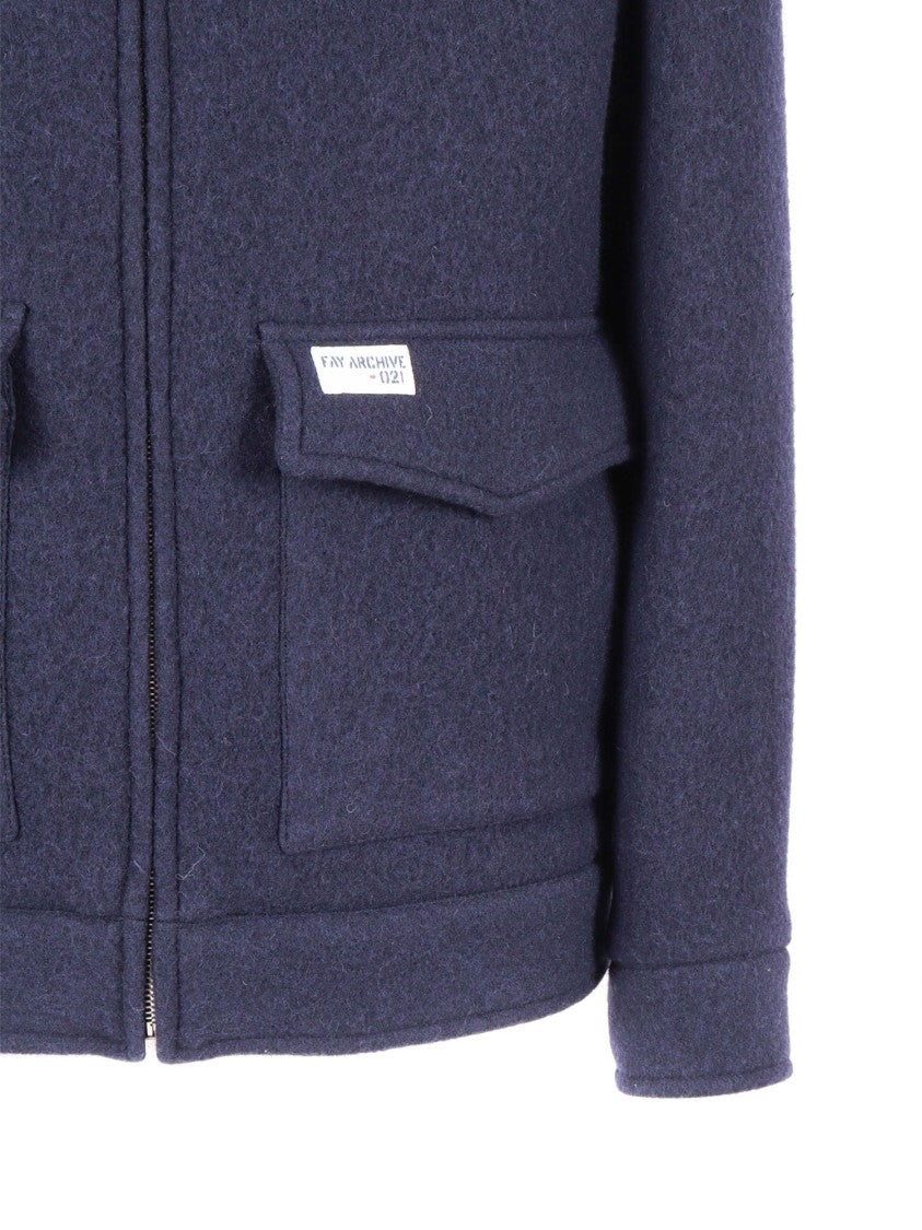 Fay Plush Truck Jacket With Structured Collar