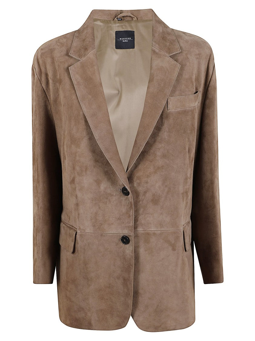 Max Mara Relaxed Leather Blazer With Classic Lapel