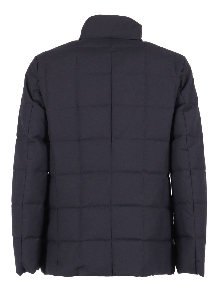 Fay Structured Double-Breasted Down Jacket With Smooth Finish