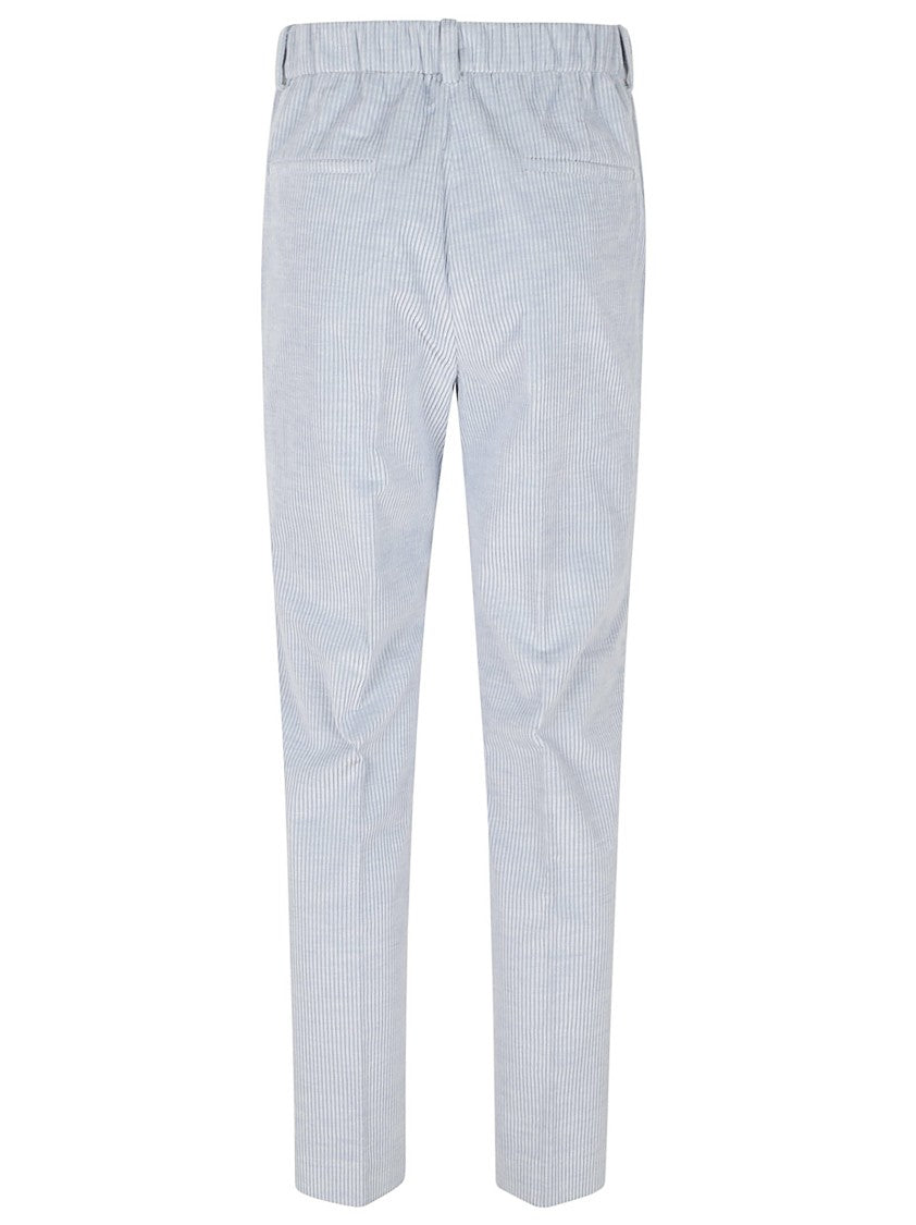 Incotex Light Blue Corduroy Trousers With Zip Fastening And Elastic Waist