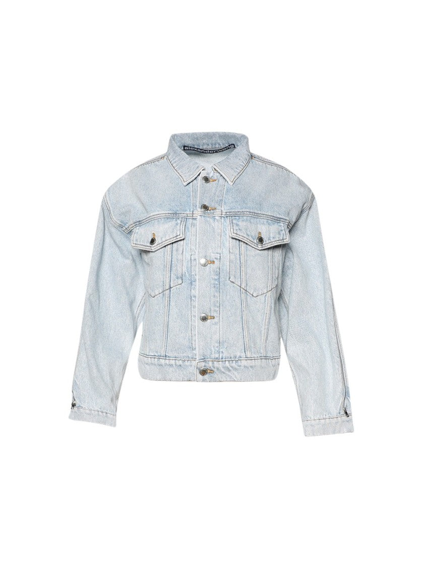 Alexander Wang Zipped Sleeve Trucker Denim Jacket Bleach