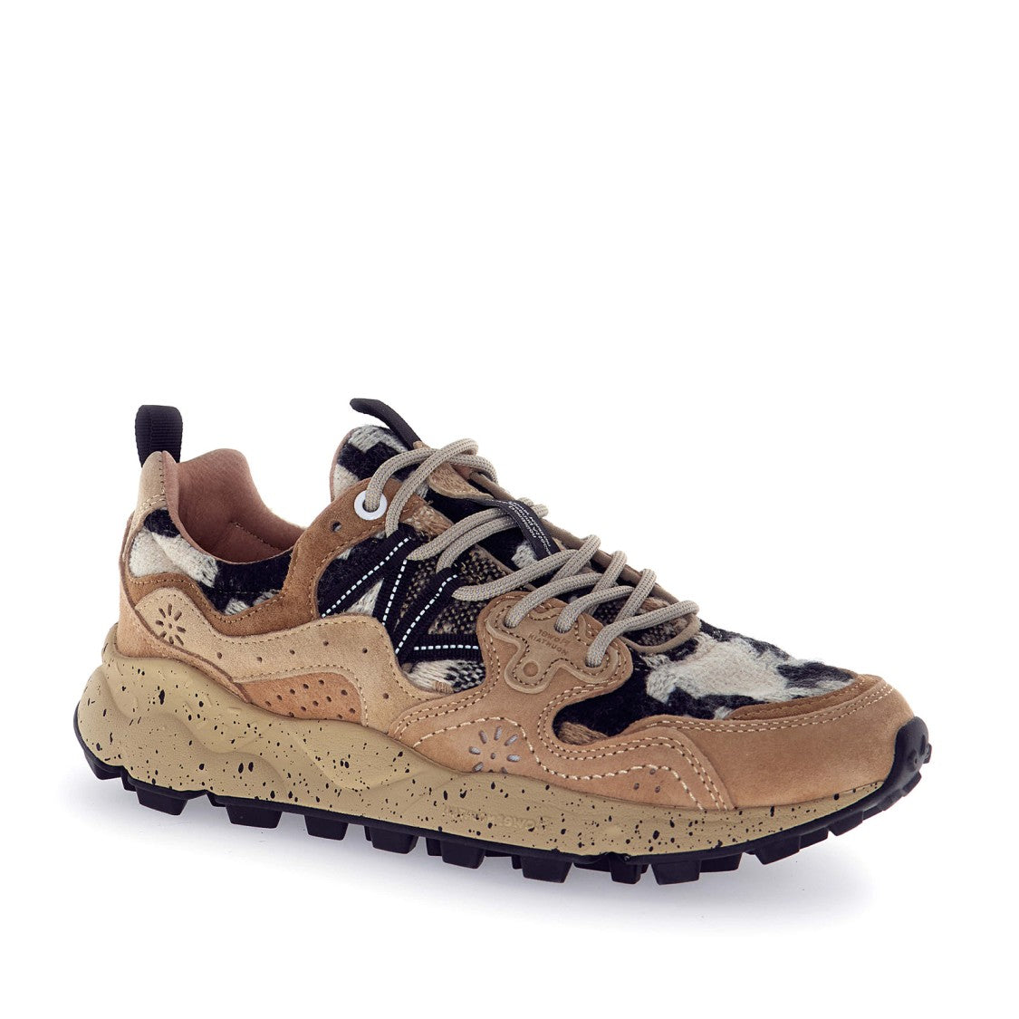 Flower Mountain Yamano Sneakers - Wool Check White/Black/Beige/Beige Suede