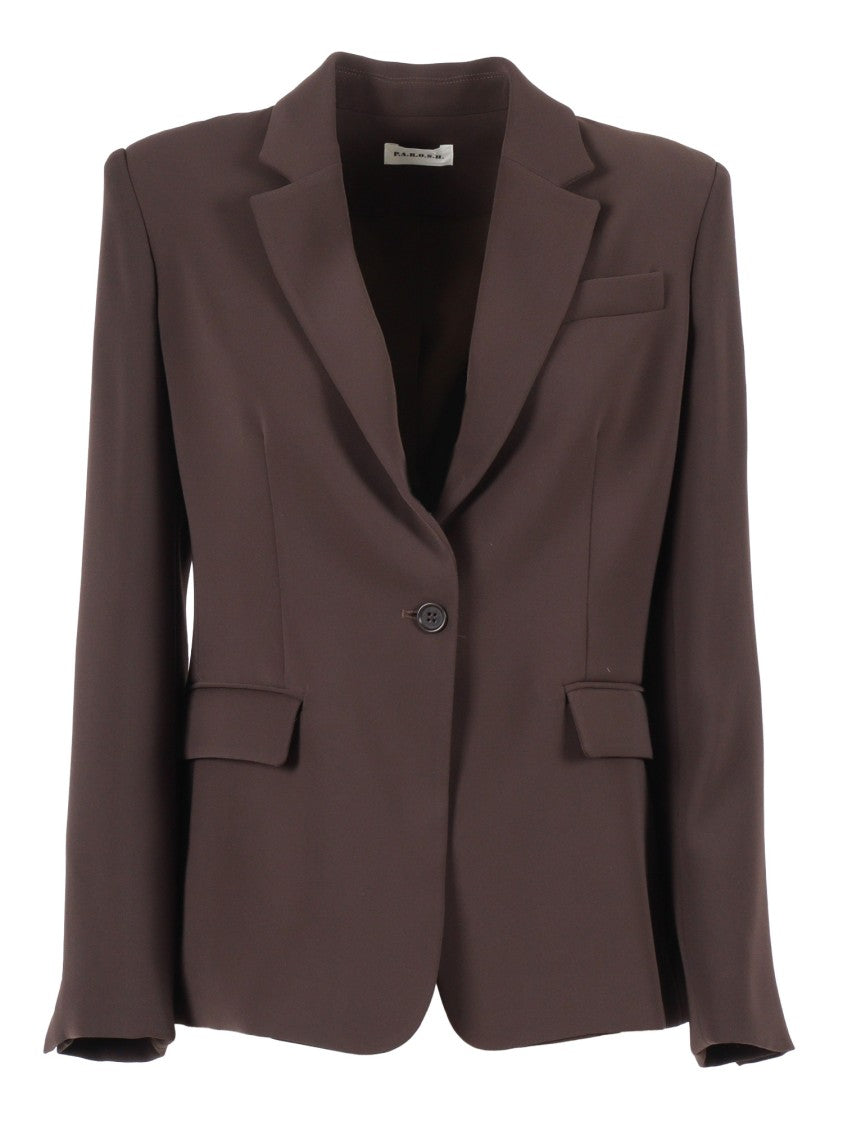P.A.R.O.S.H. Tailored Brown Blazer With Notched Lapels