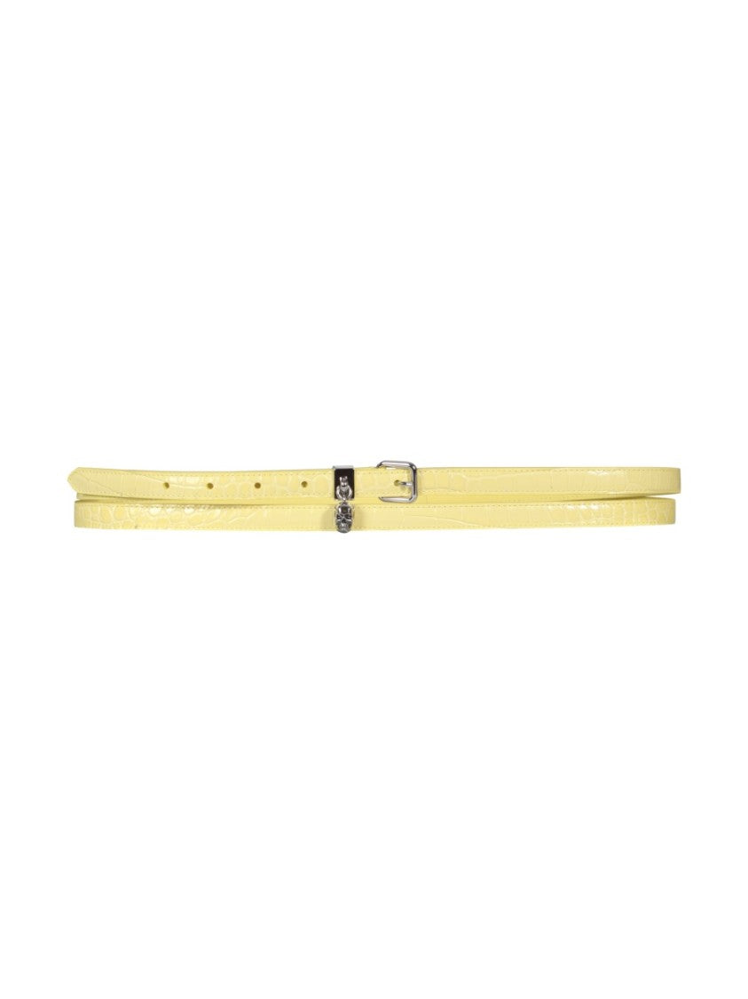 Alexander Mcqueen Double Belt With Skull And Pavè