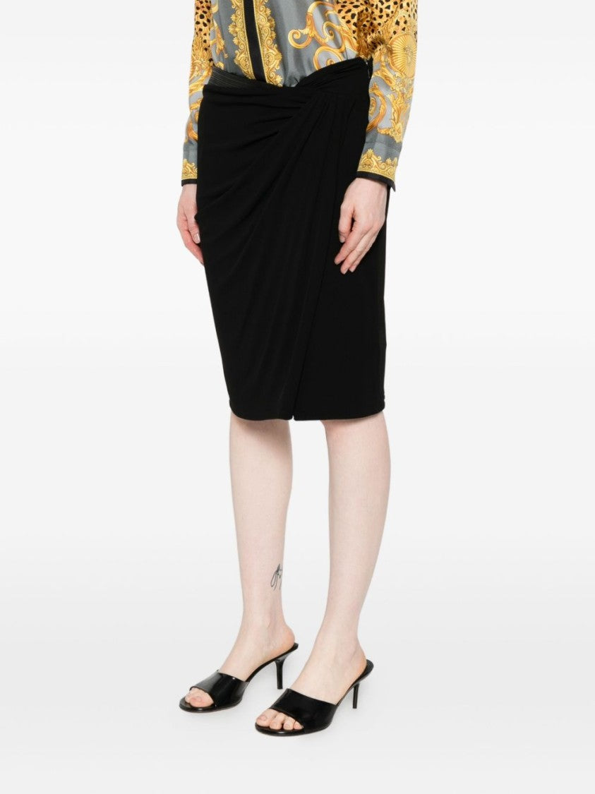 Versace Asymmetrical Draped Black Jersey Skirt