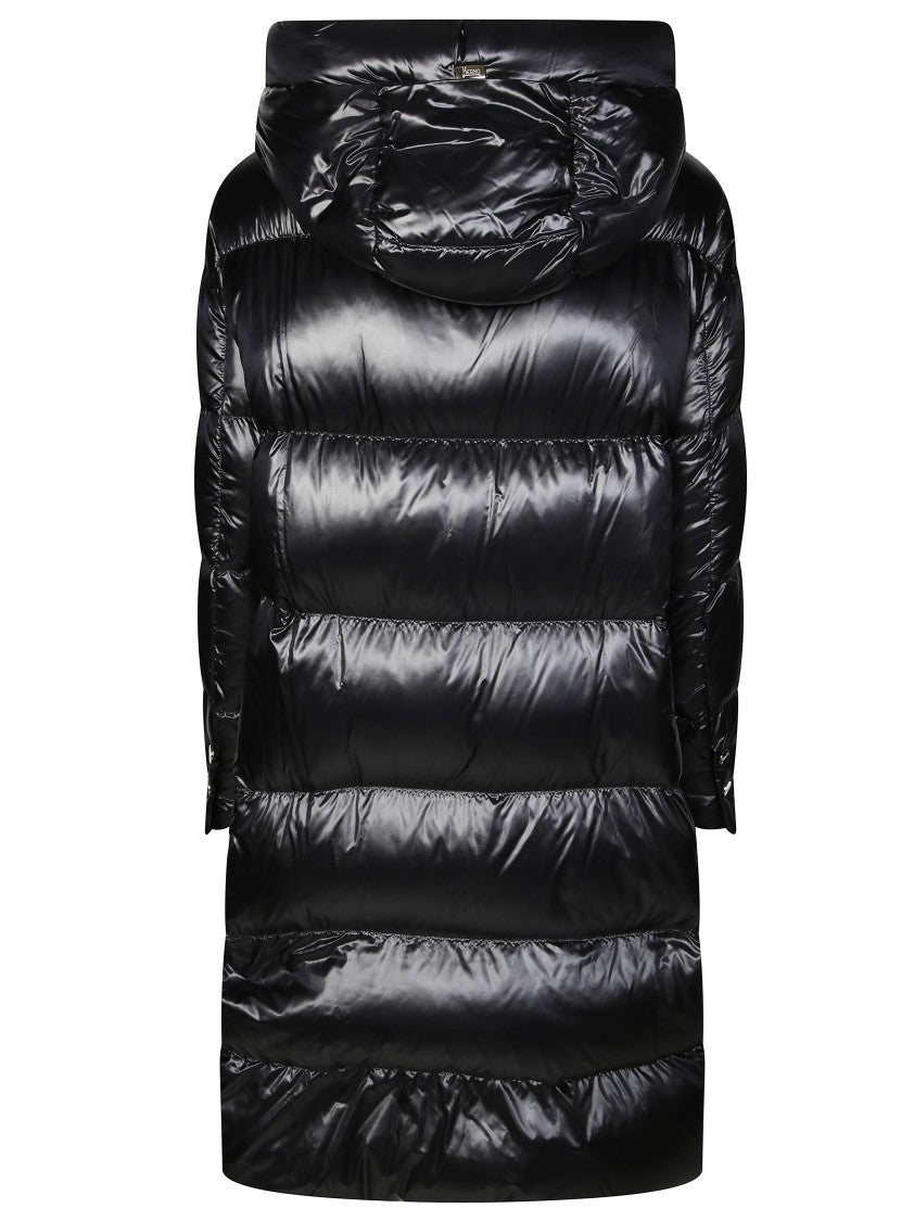 Herno Long Ultralight Puffer Coat With High Collar