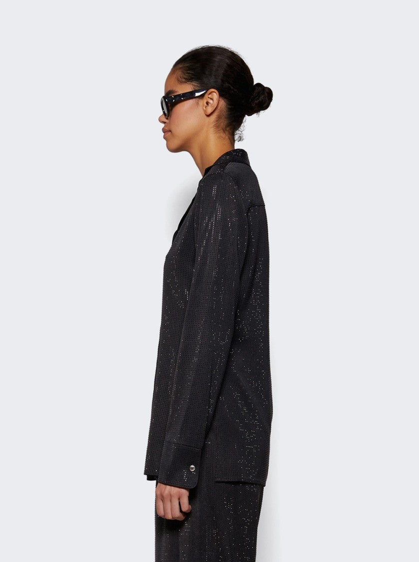 Alexander Wang Crystal Hotfix Slim Shirt Washed Charcoal