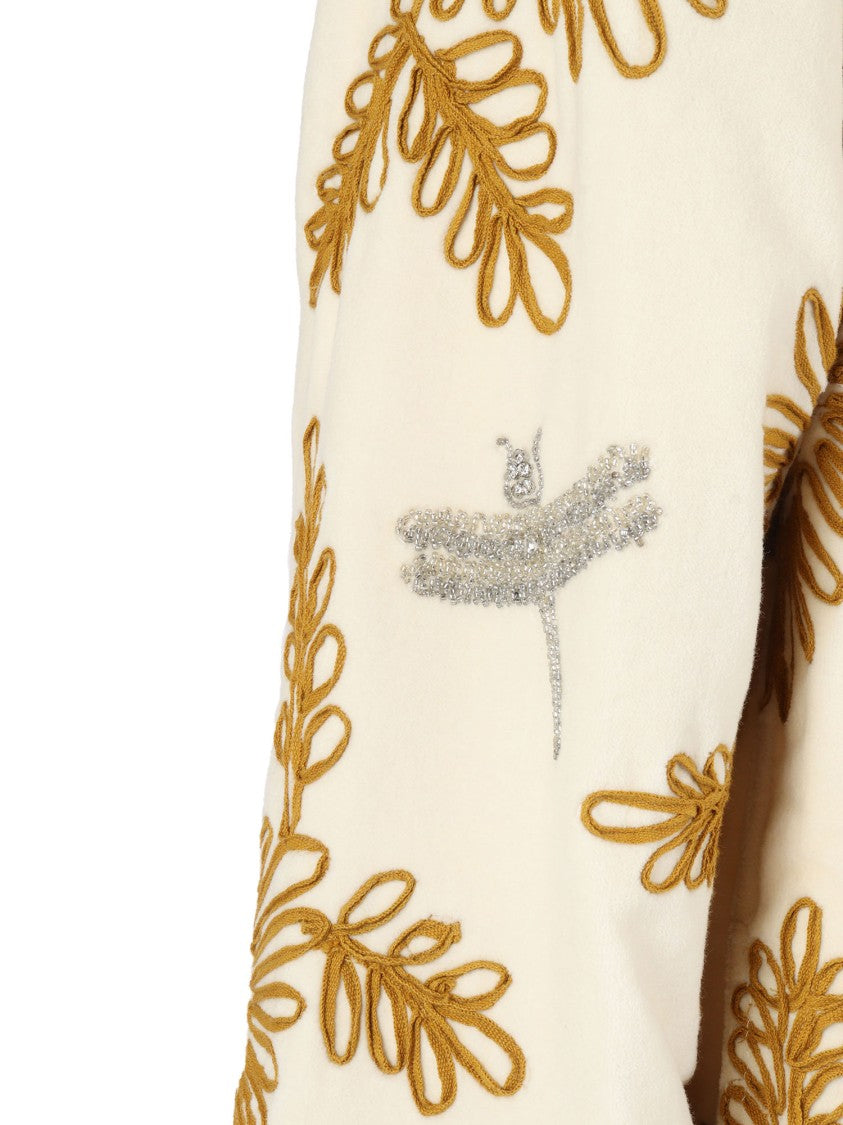 Forte Forte Velvet Coat With "Voila' Une Fleur" Embroidery