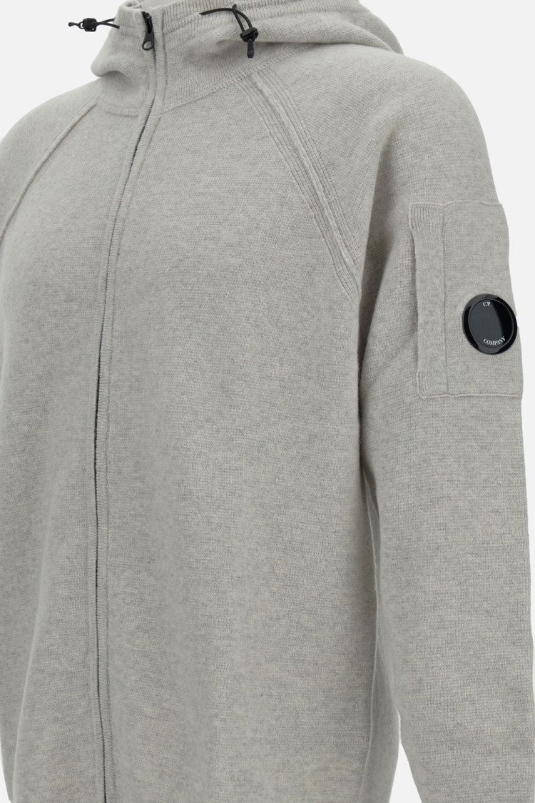 C.P. Company Full-Zip Wool Blend Cardigan With Hood