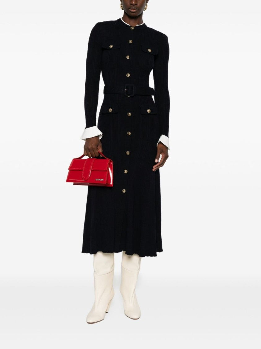 Self-Portrait Navy Viscose Knit Midi Dress