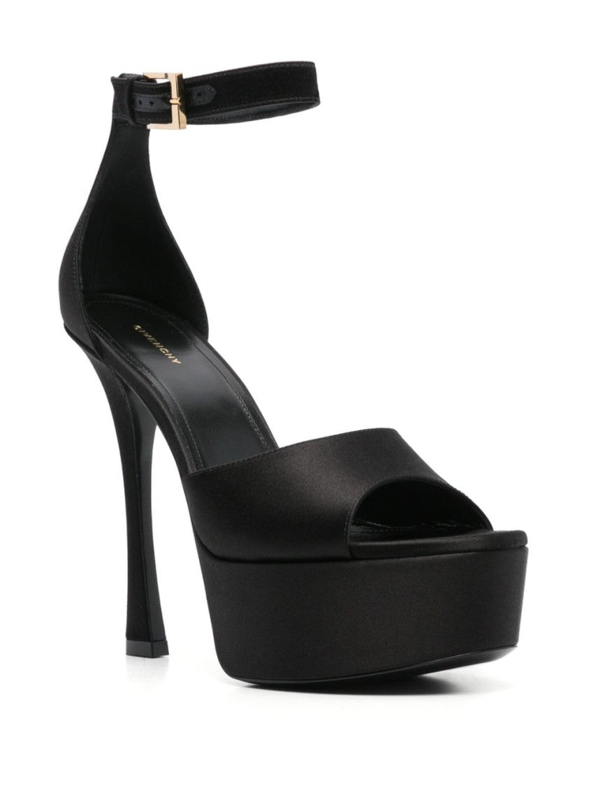 Givenchy Black Platform Sandals With Liquid Viscose-Silk Blend
