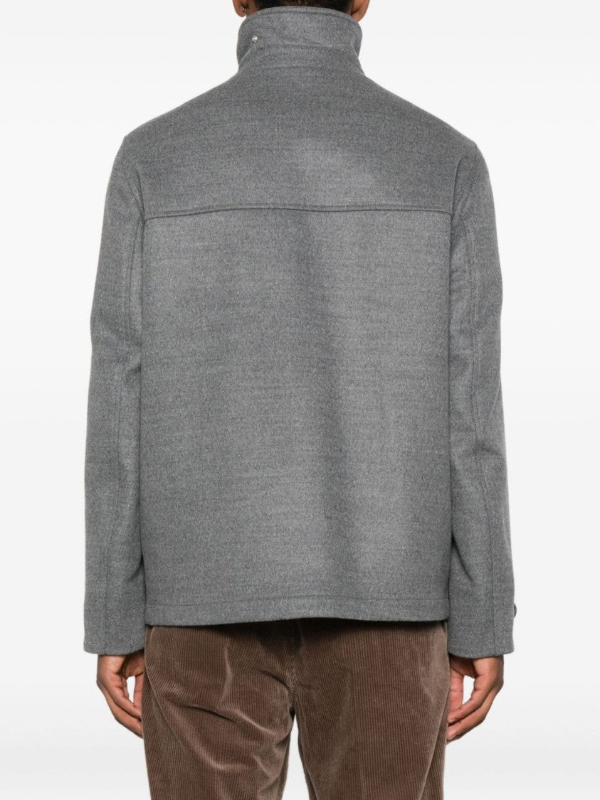 Brunello Cucinelli Structured Grey Jacket With High Collar And Tailored Finish