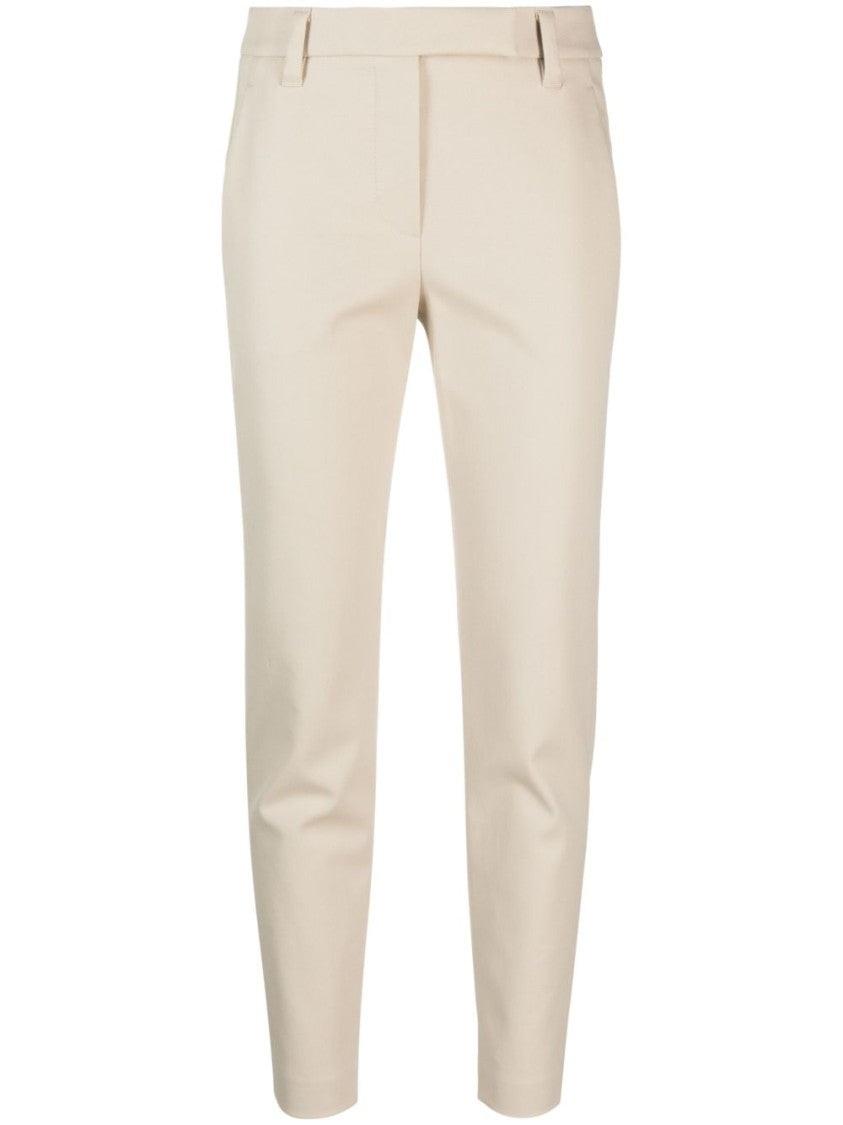 Brunello Cucinelli Cropped White Cotton Trousers With Clean Lines