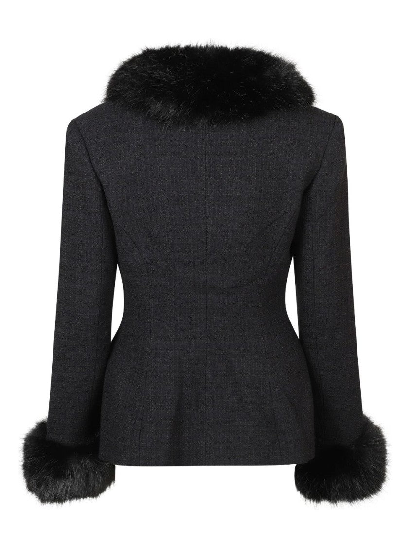 Self-Portrait Tailored Black Cupro Giacconi Nero Coat