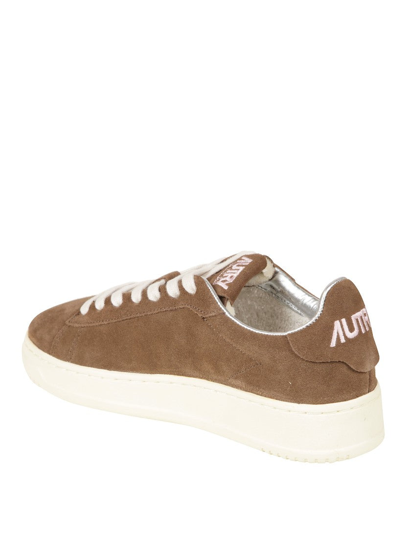 Autry Low-Top Sneakers With Floral Embroidery In Rich Brown