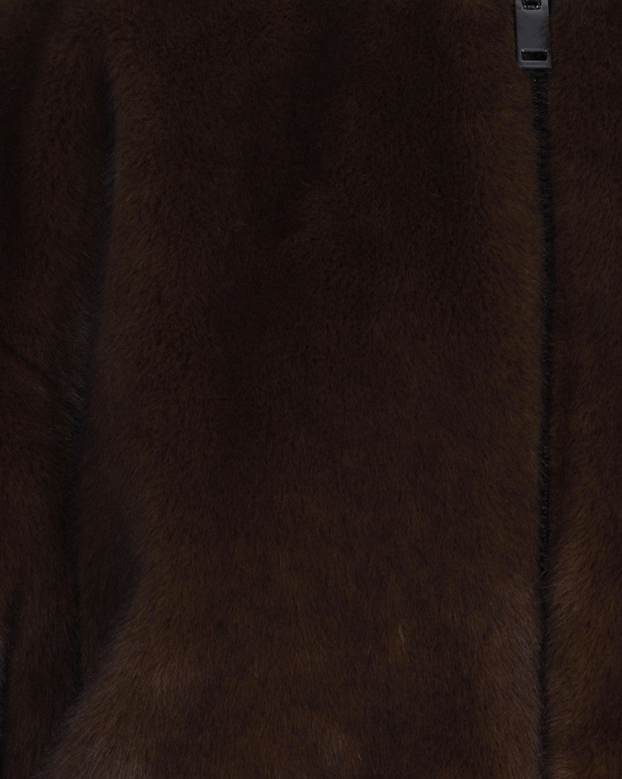 P.A.R.O.S.H. Brown Faux Fur Jacket