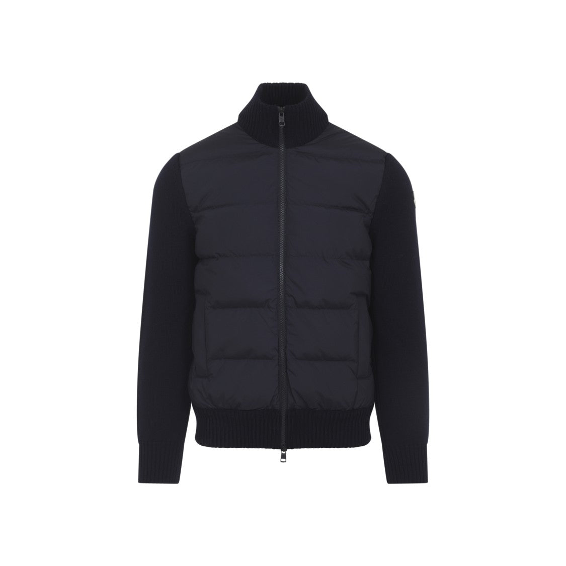 Moncler Hybrid Knit Sweater With Quilted Front And Ribbed Details