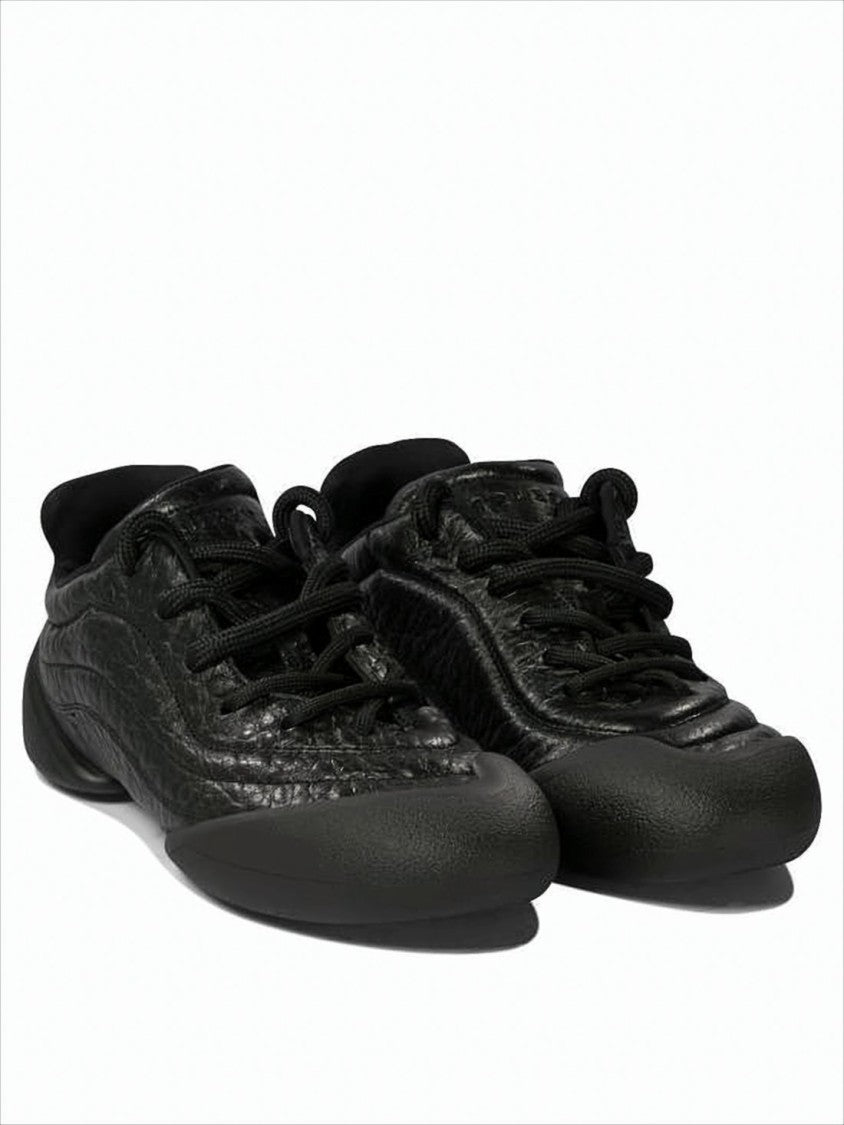 Alexander Mcqueen Textured Leather Sneakers With Sculpted Rubber Sole