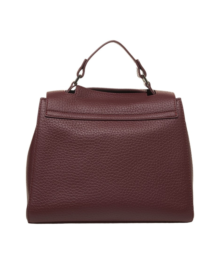 Orciani Trapezoidal Red Leather Handbag With Detachable Strap