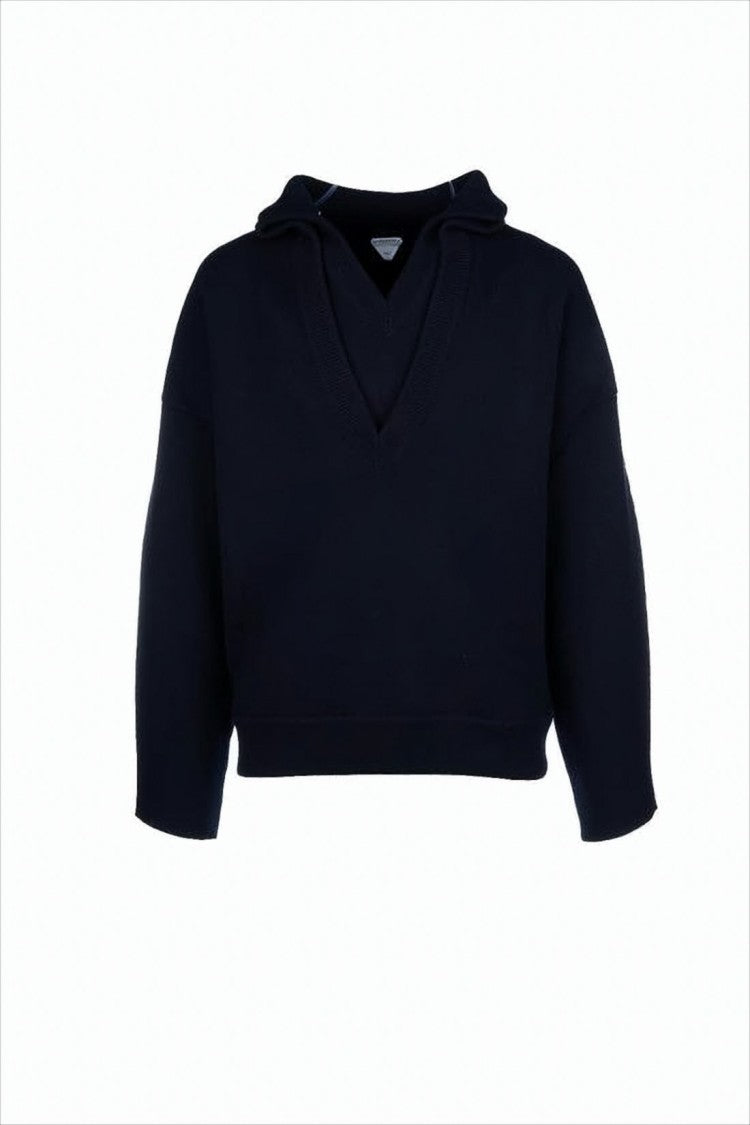 Bottega Veneta Deep V-Neck Wool Hoodie