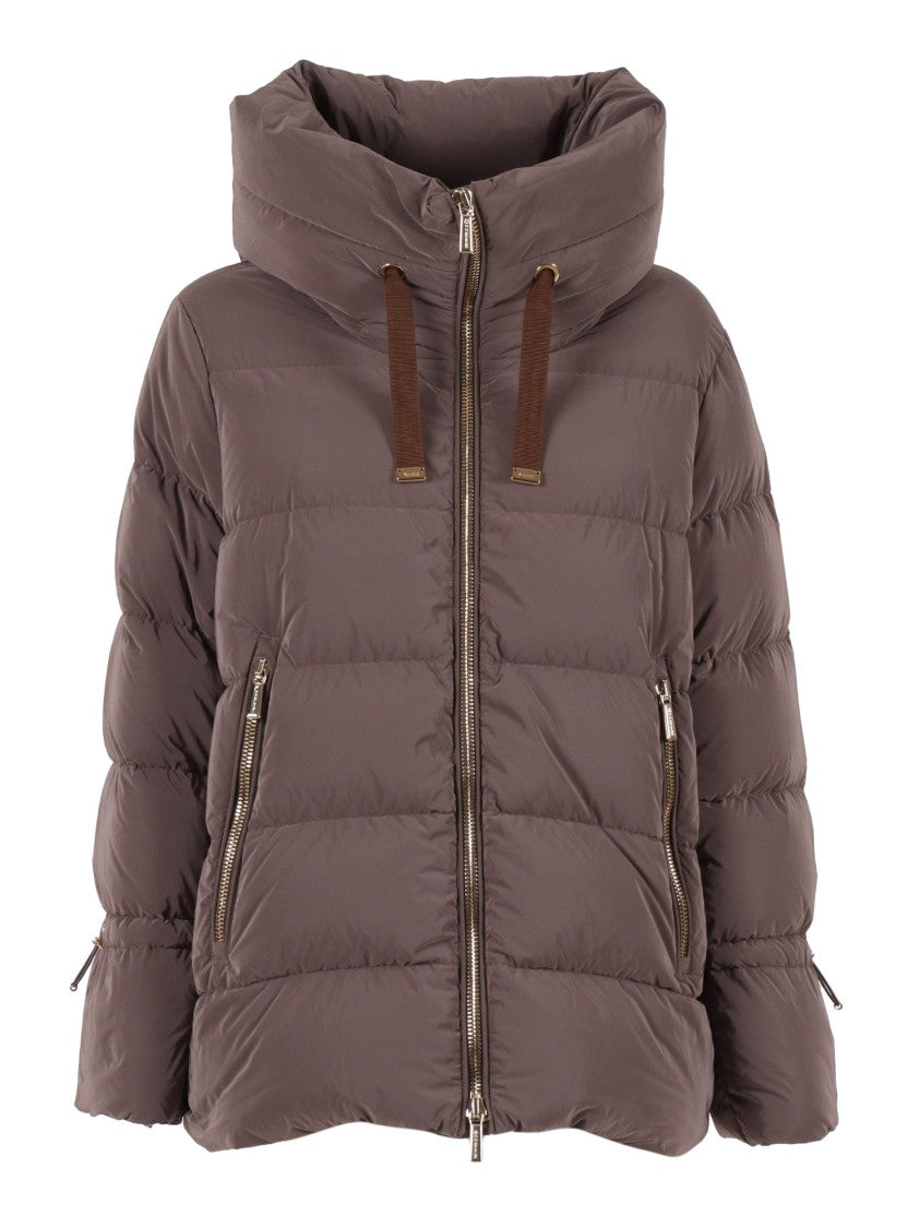 Moorer Puffy Silhouette Jacket With High Collar