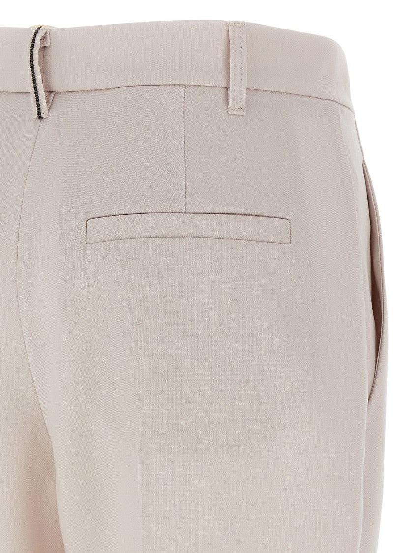 Brunello Cucinelli Formal Wool Trousers With Jewel Detail And Straight Leg Design