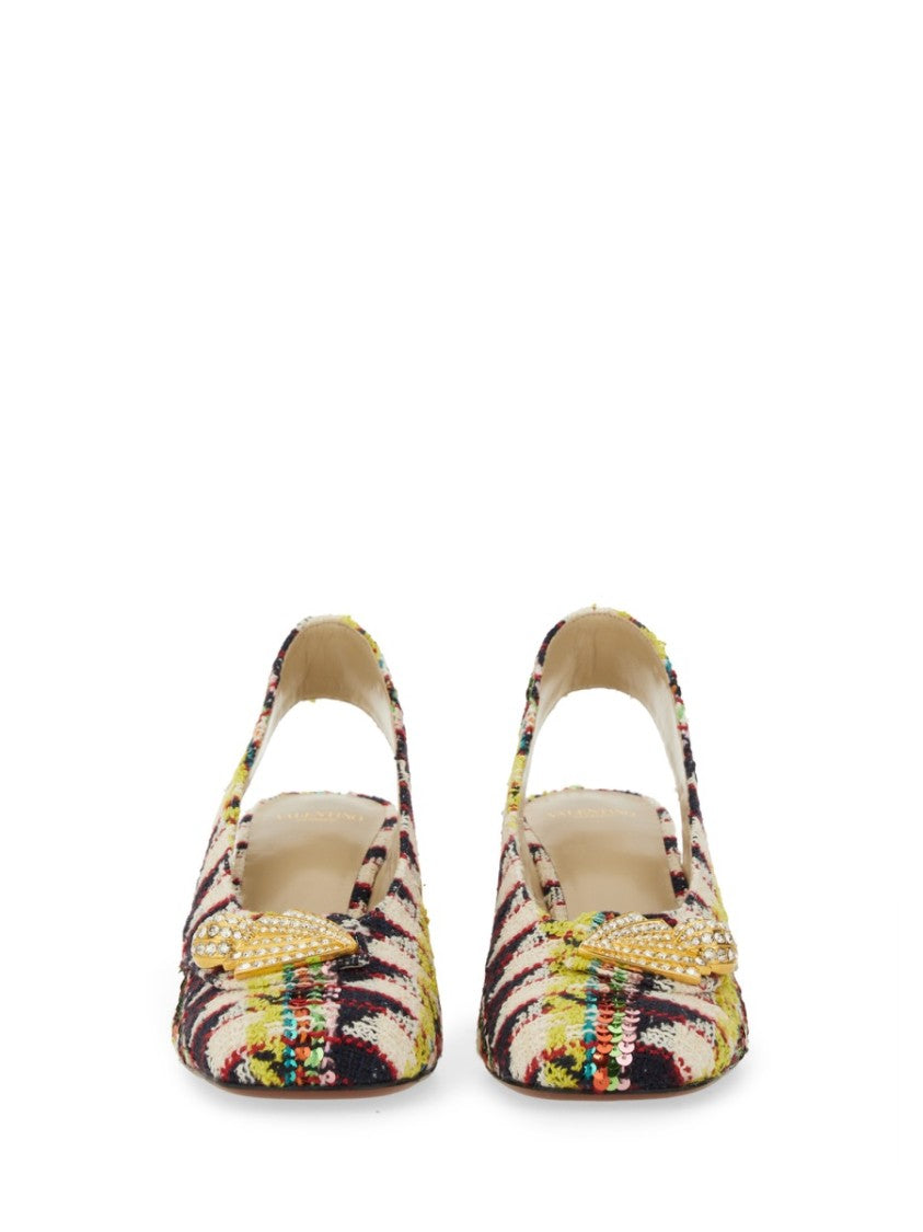 Valentino Garavani Tweed "Adamantine" Slingback Pumps