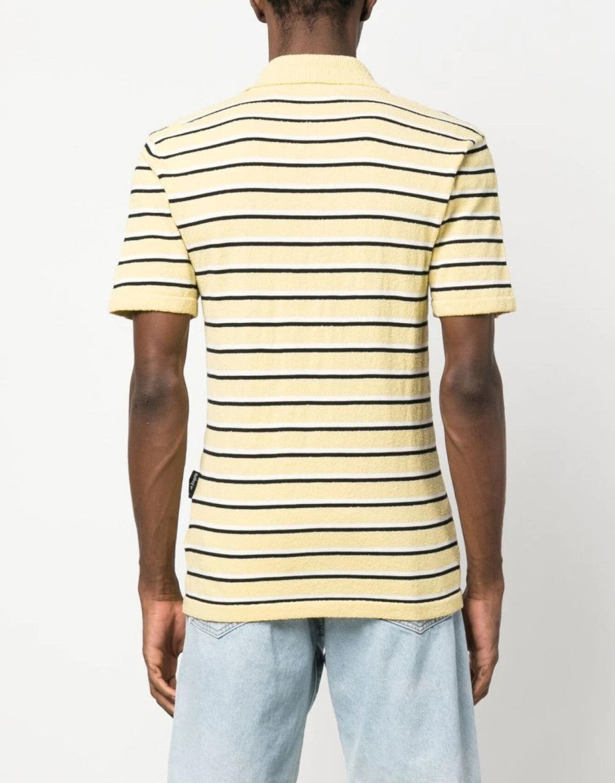 Palm Angels Stripy Terry Knitted Logo Polo Shirt