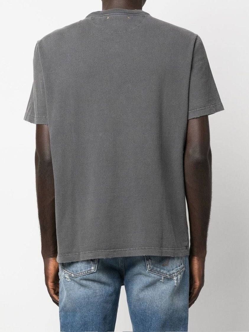 Golden Goose Anthracite Graphic Print T-Shirt With Classic Crew Neckline