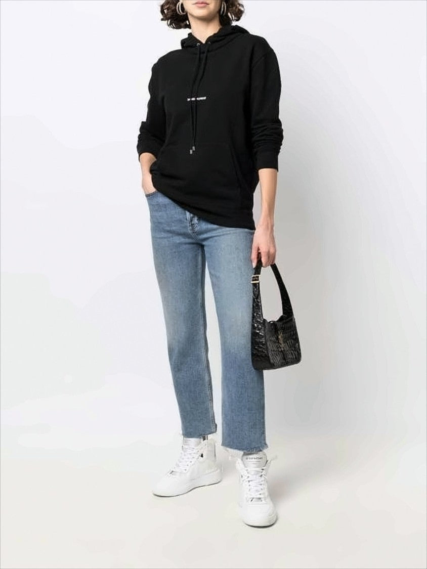 Saint Laurent Black Cotton Hoodie With Adjustable Drawstring